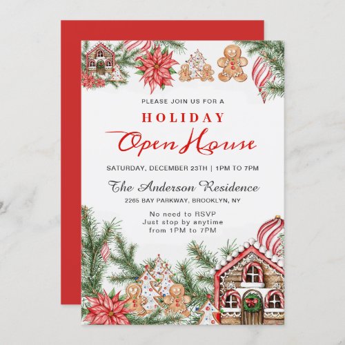 Gingerbread House Man Christmas Holiday Open House Invitation
