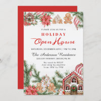 Gingerbread House Man Christmas Holiday Open House Invitation