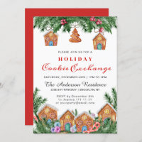 Gingerbread House, Man Holiday Cookie Exchange Invitation