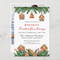 Gingerbread House, Man Holiday Cookie Exchange Invitation