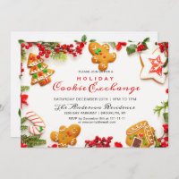 Gingerbread House, Man Holiday Cookie Exchange Invitation