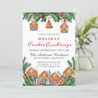 Gingerbread House, Man Holiday Cookie Exchange Invitation