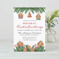 Gingerbread House, Man Holiday Cookie Exchange Invitation