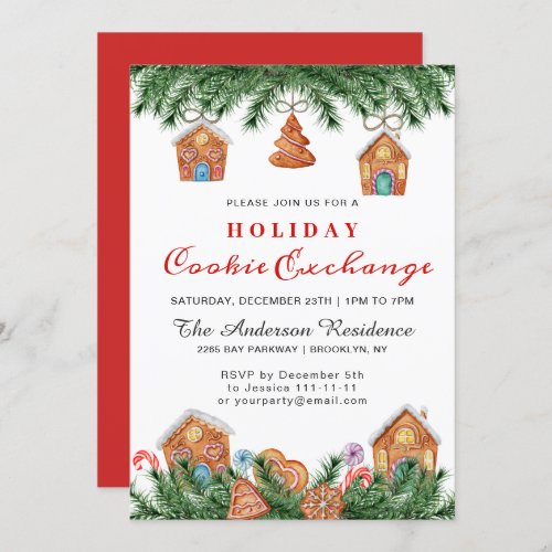 Gingerbread House Man Holiday Cookie Exchange Invitation