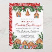 Gingerbread House, Man Holiday Cookie Exchange Invitation