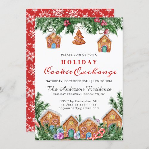 Gingerbread House Man Holiday Cookie Exchange Invitation