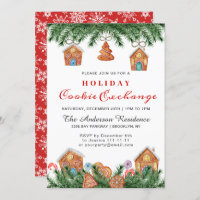 Gingerbread House, Man Holiday Cookie Exchange Invitation