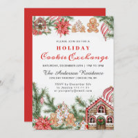 Gingerbread House, Man Holiday Cookie Exchange Invitation