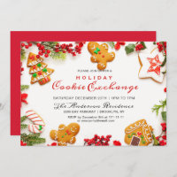 Gingerbread House, Man Holiday Cookie Exchange Invitation