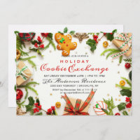 Gingerbread House, Man Holiday Cookie Exchange Invitation