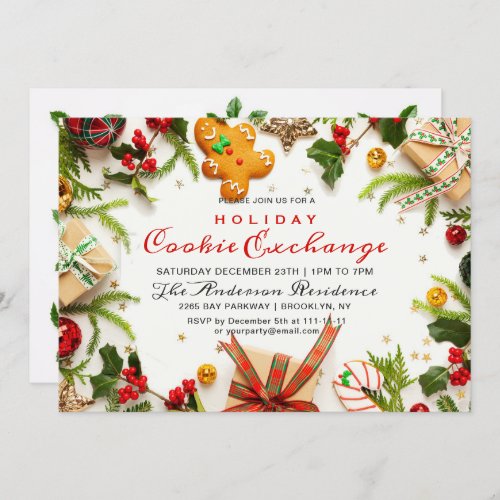 Gingerbread House Man Holiday Cookie Exchange Invitation