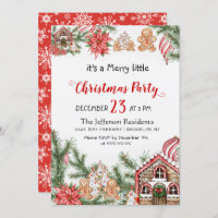 Gingerbread House Man Merry Little Christmas Party Invitation