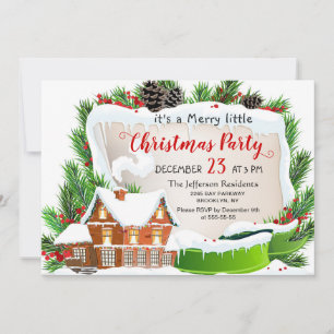 Gingerbread House Man Merry Little Christmas Party Invitation