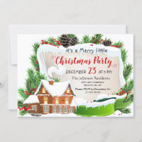 Gingerbread House Man Merry Little Christmas Party Invitation