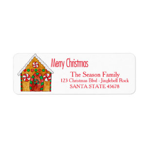 Gingerbread house Merry Christmas address label