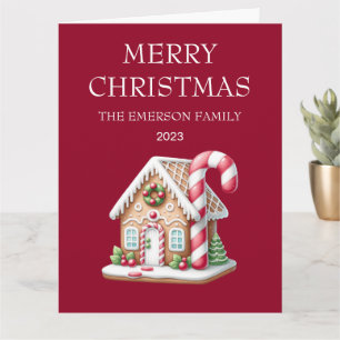 Gingerbread House Merry Christmas Folded Card