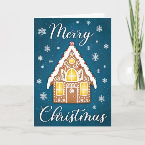 Gingerbread House Merry Christmas Greeting Card