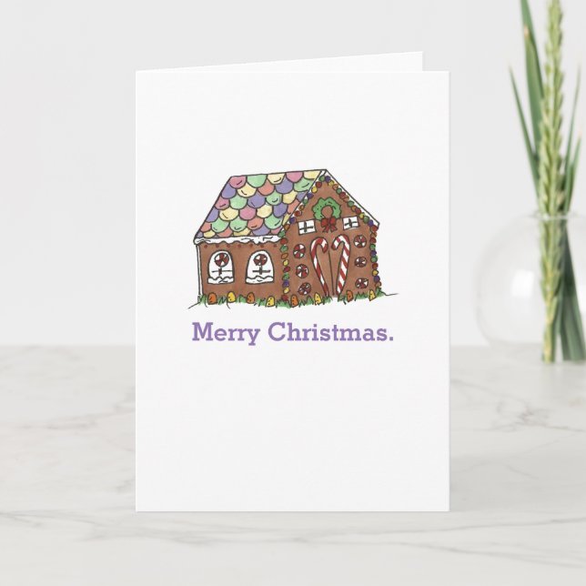 Gingerbread House Merry Christmas Holiday Candy Card (Front)