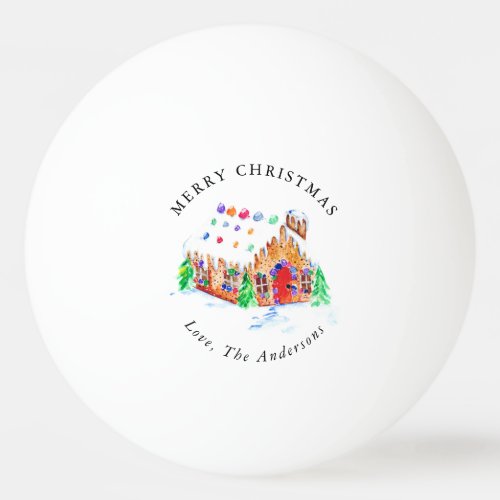 Gingerbread House Merry Christmas Watercolor Cute Ping Pong Ball