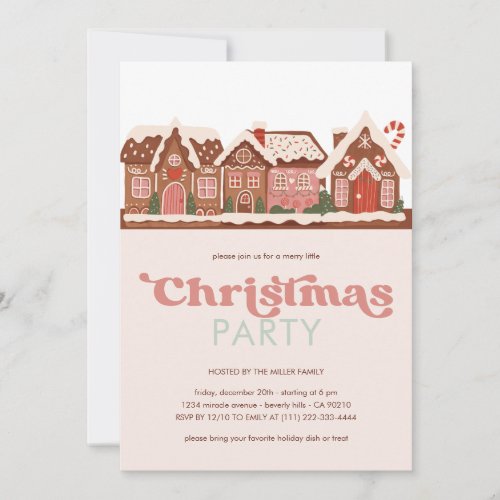 Gingerbread House Modern Christmas Party Invitation