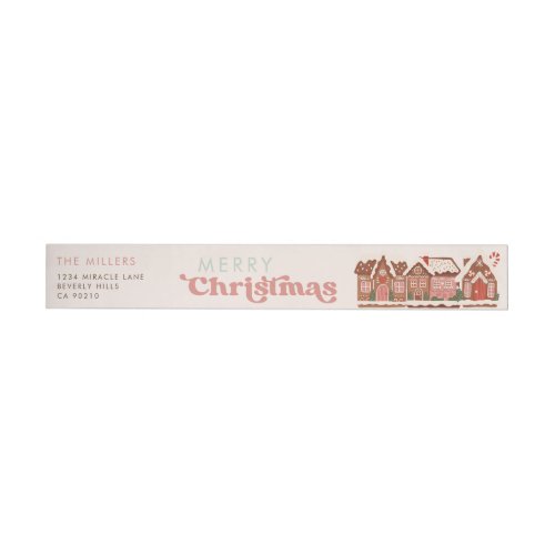 Gingerbread House Modern Merry Christmas Wrap Around Address Label