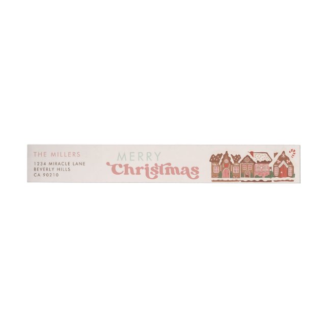 Gingerbread House Modern Merry Christmas Wrap Around Address Label (Individual)