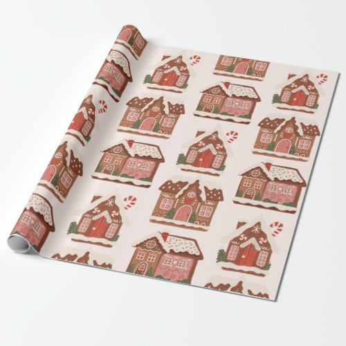 Gingerbread House Modern Merry Christmas Wrapping Paper