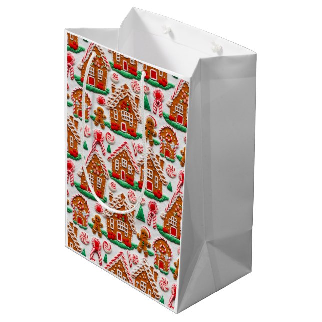 Gingerbread House Needlework Christmas Holidays  Medium Gift Bag (Back Angled)