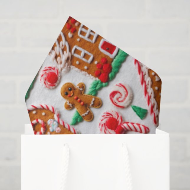 Gingerbread House Needlework Christmas Holidays  Tissue Paper (Gift Bag)
