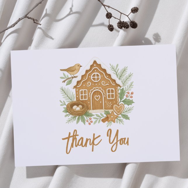 Gingerbread House Nesting Party Letterpress Thank You Card (Creator Uploaded)