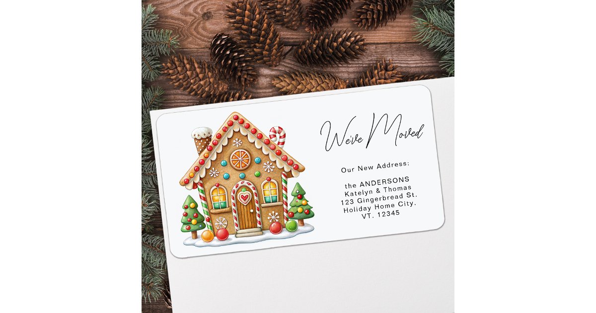 Gingerbread House New Address Holiday Moving Label | Zazzle