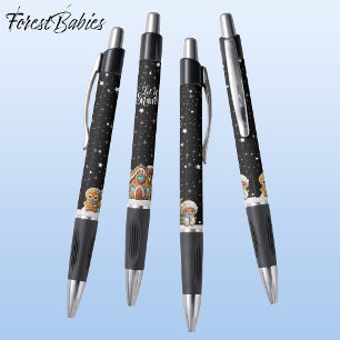 Gingerbread House Night Scene, Let it Snow, Black Pen