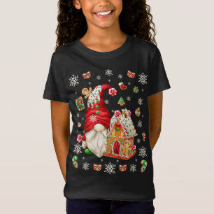 Gingerbread House On Snowflake Pattern Cute Christ T-Shirt