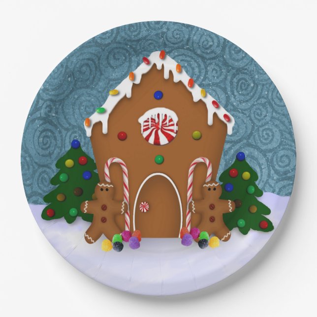 Gingerbread House Paper Plates (Front)