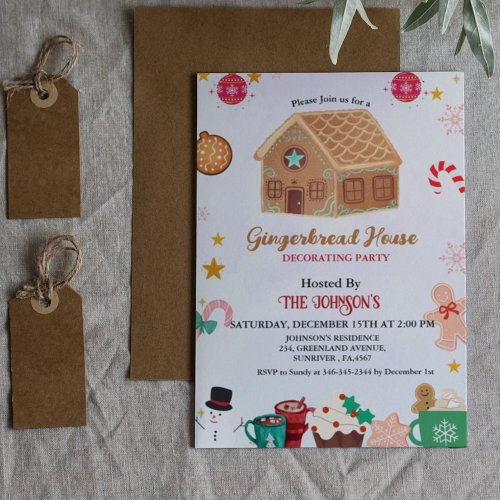 Gingerbread House Party Christmas Winter Holiday Invitation