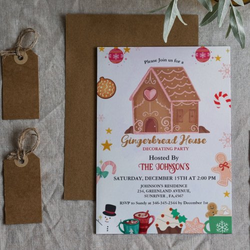 Gingerbread House Party Christmas Winter Holiday Invitation