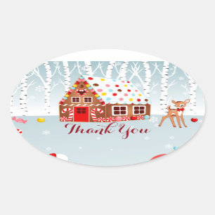 Gingerbread House party Favor Stickers