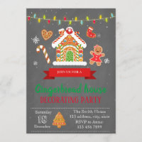 Gingerbread house party invitation