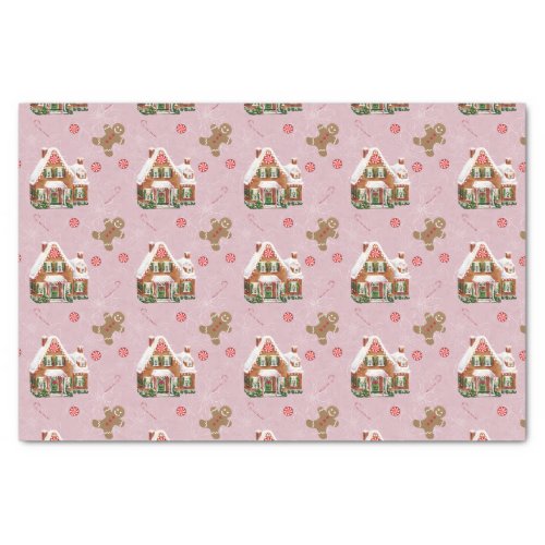 Gingerbread House Pink Christmas Tissue Paper