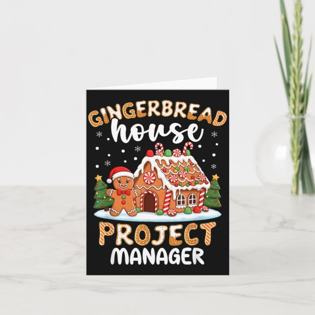 Gingerbread House Project Manager Christmas Cookie Card (Front)