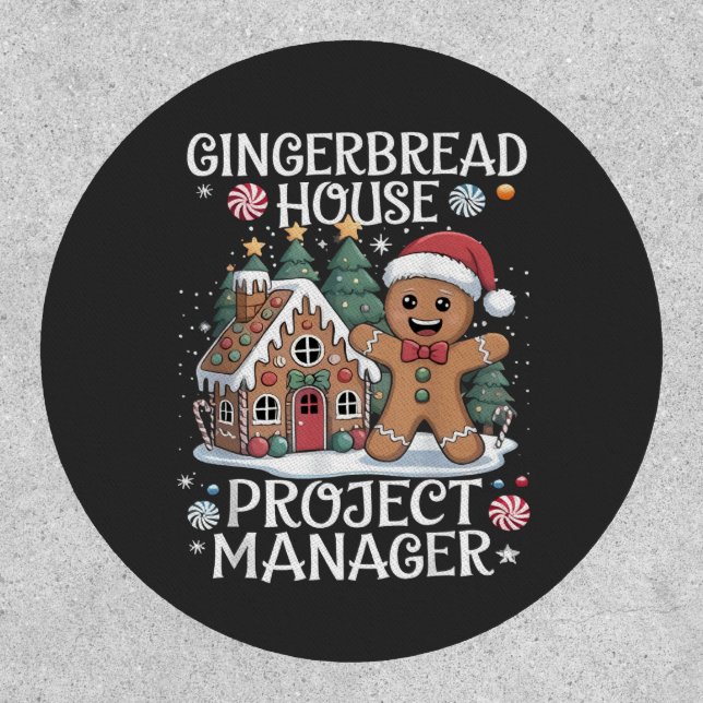 Gingerbread House Project Manager Funny Christmas Patch (Front)