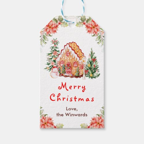Gingerbread House Red Merry Christmas Gift Tags