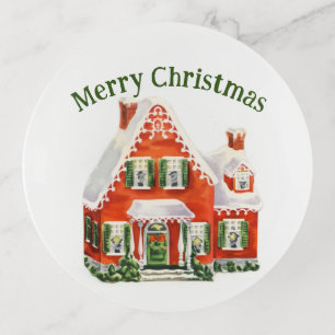  Gingerbread House Round Trinket Tray