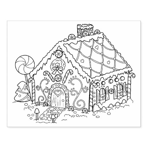 Gingerbread House Rubber Stamp