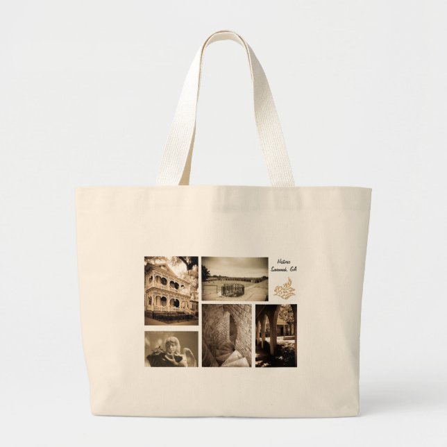 Gingerbread House - Savannah, GA Large Tote Bag (Front)