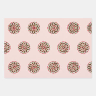 Gingerbread house scandi folk art mandala  wrapping paper sheets