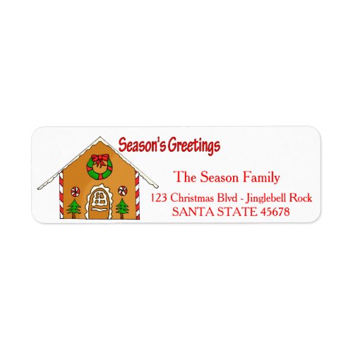 Gingerbread house  Seasons Greetings Label