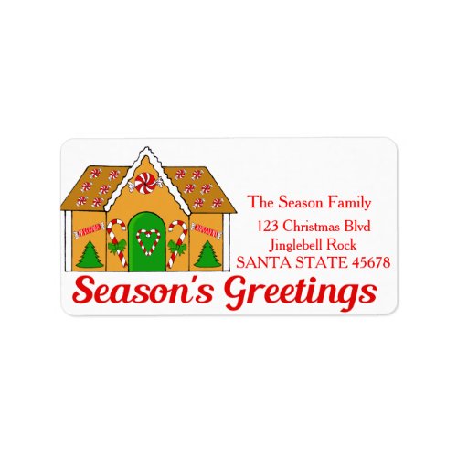 Gingerbread house  Seasons Greetings Label