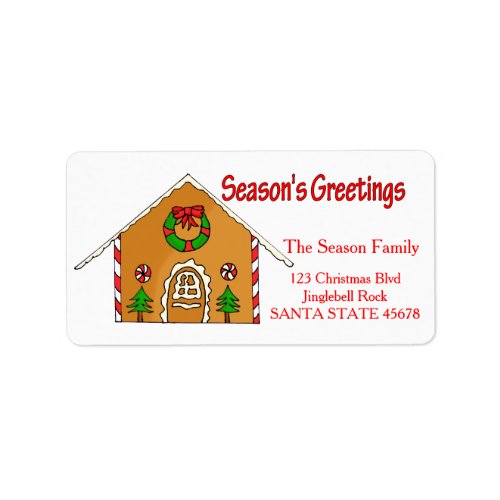 Gingerbread house  Seasons Greetings Label