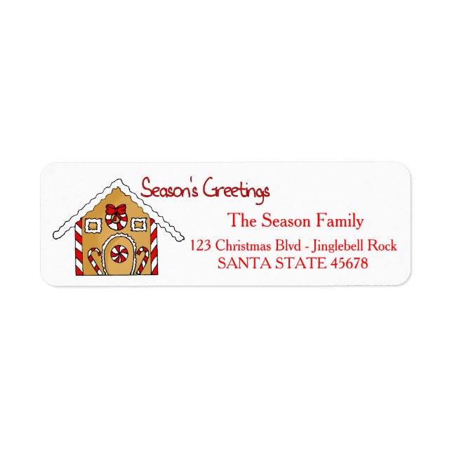 Gingerbread house  Season's Greetings Label (Front)